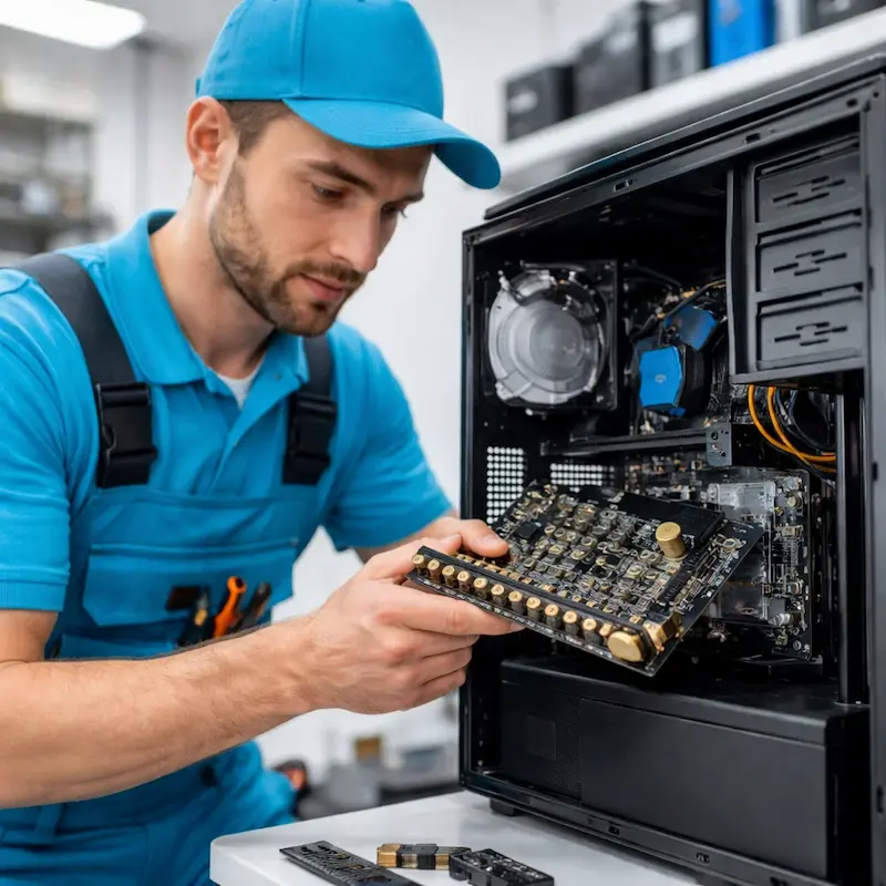 Мастер устанавливает звуковую карту на ПК в Жигулёвске